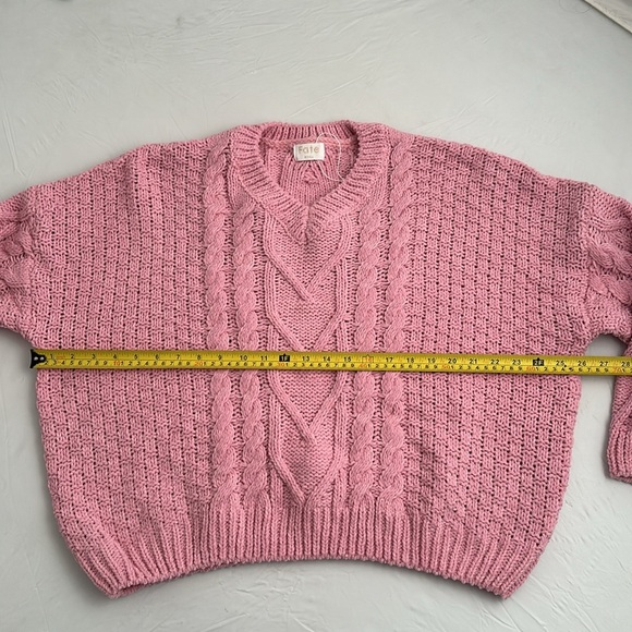 Fate pink chunky knit v-neck sweater - Picture 8 of 11